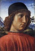 Domenico Ghirlandaio Portrait of a young man in red oil on canvas